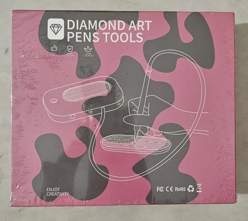 Electric Diamond Painting Pen Kit LED USB Rechargeable Diamond Art Tools Pink...